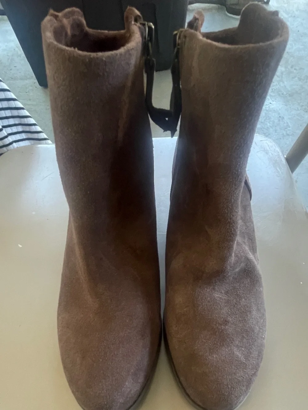 Toms Brown Suede Wedge Ankle Boots with Side Zip 8